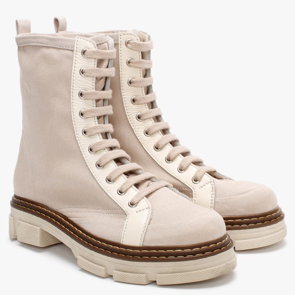Banvas Beige Canvas Stomper Boots