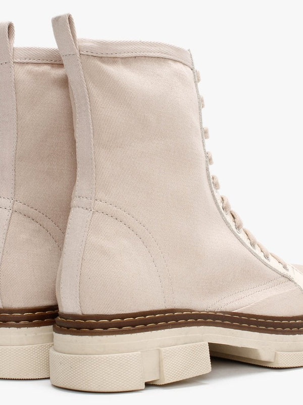 Banvas Beige Canvas Stomper Boots