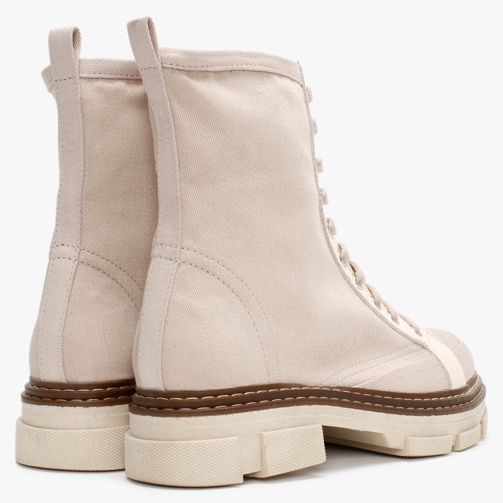 Banvas Beige Canvas Stomper Boots