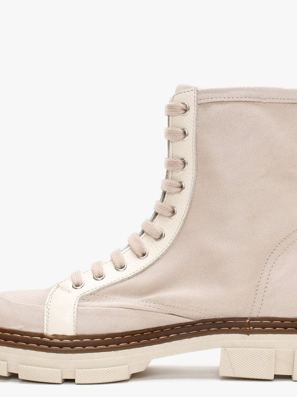 Banvas Beige Canvas Stomper Boots