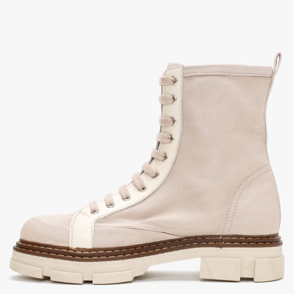 Banvas Beige Canvas Stomper Boots