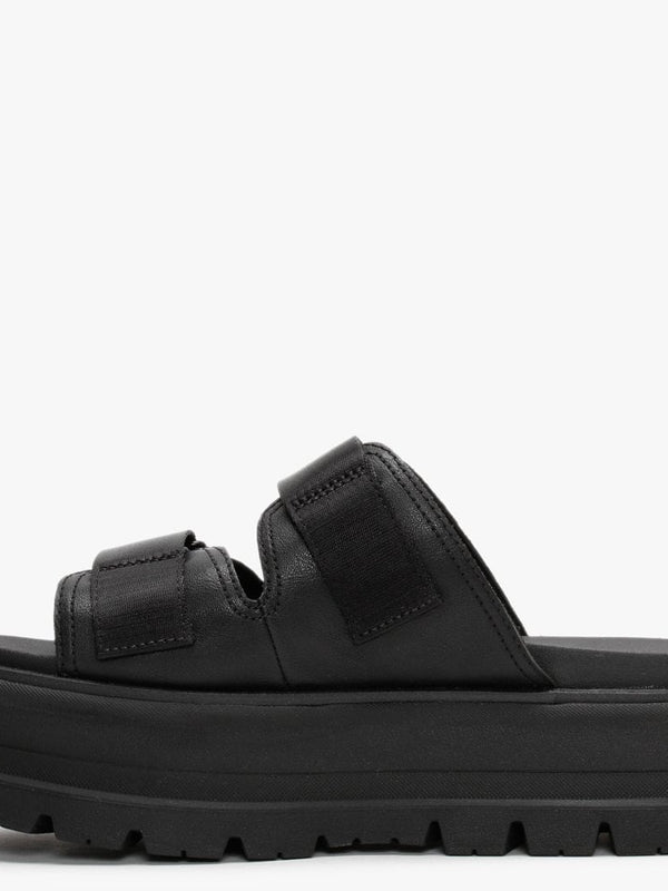 Clem Black Leather Chunky Sliders