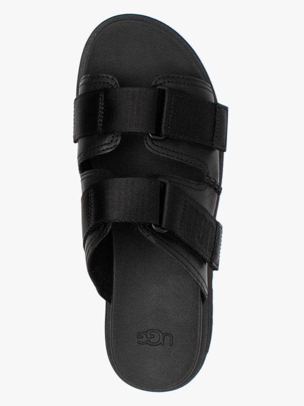 Clem Black Leather Chunky Sliders