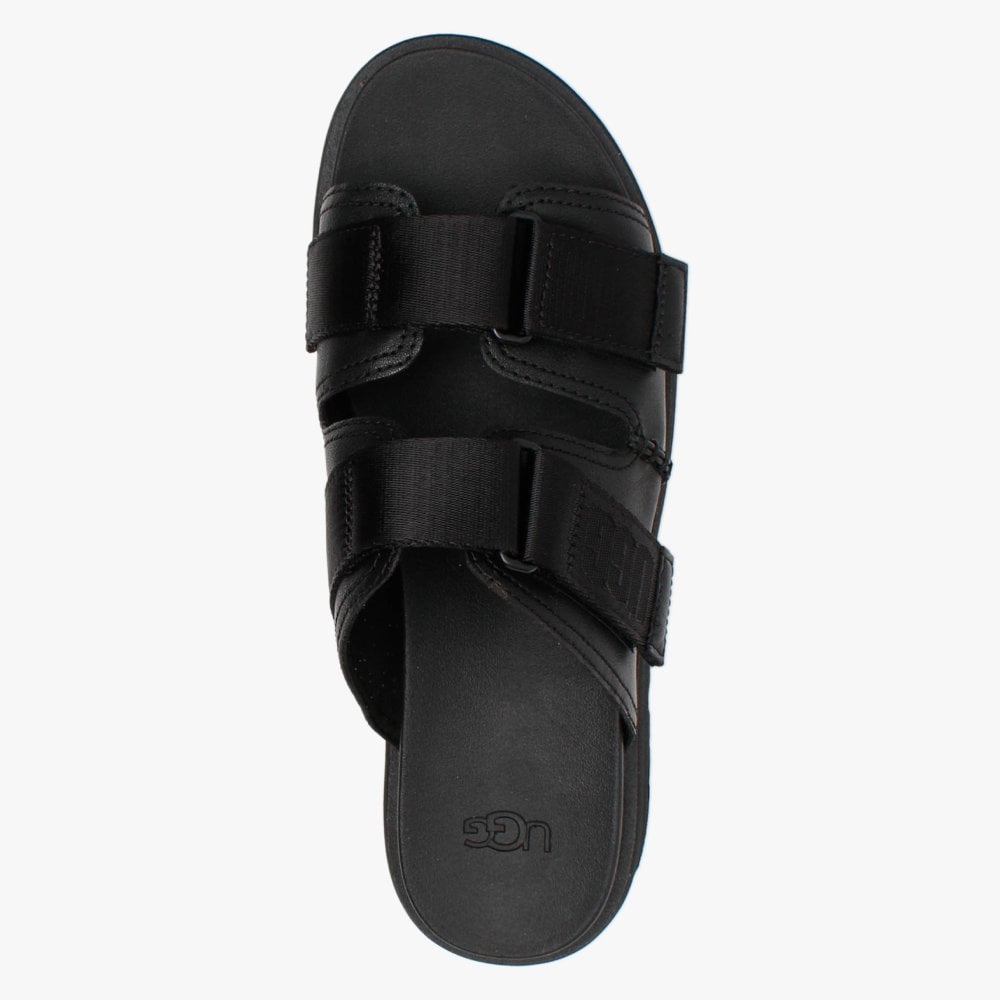 Clem Black Leather Chunky Sliders