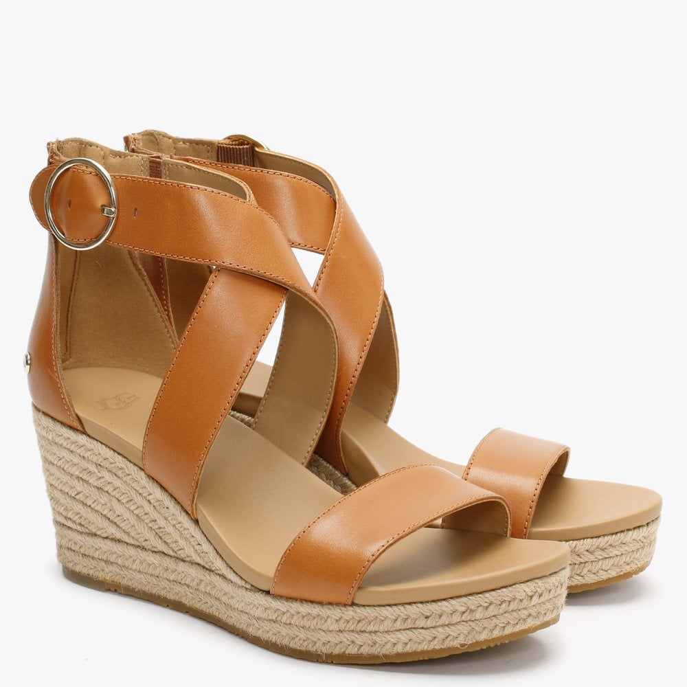 Hylda Tan Leather Wedge Sandals