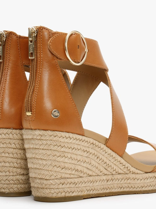 Hylda Tan Leather Wedge Sandals