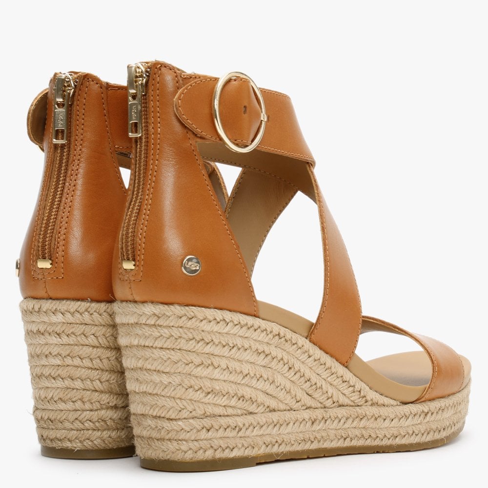 Hylda Tan Leather Wedge Sandals