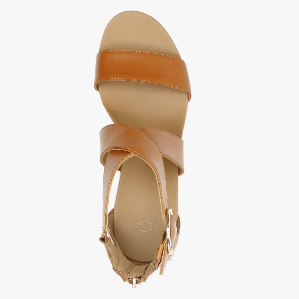 Hylda Tan Leather Wedge Sandals