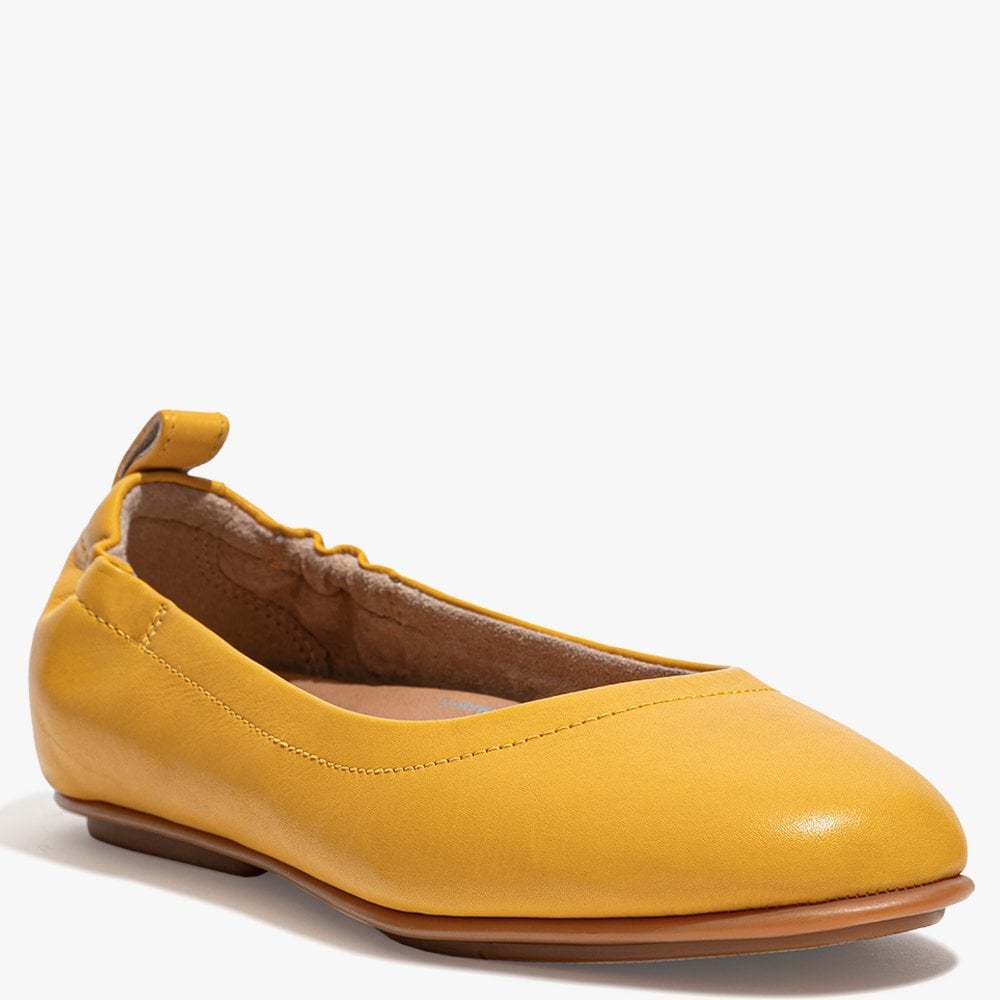 Allegro Sunshine Yellow Leather Ballerina Pumps