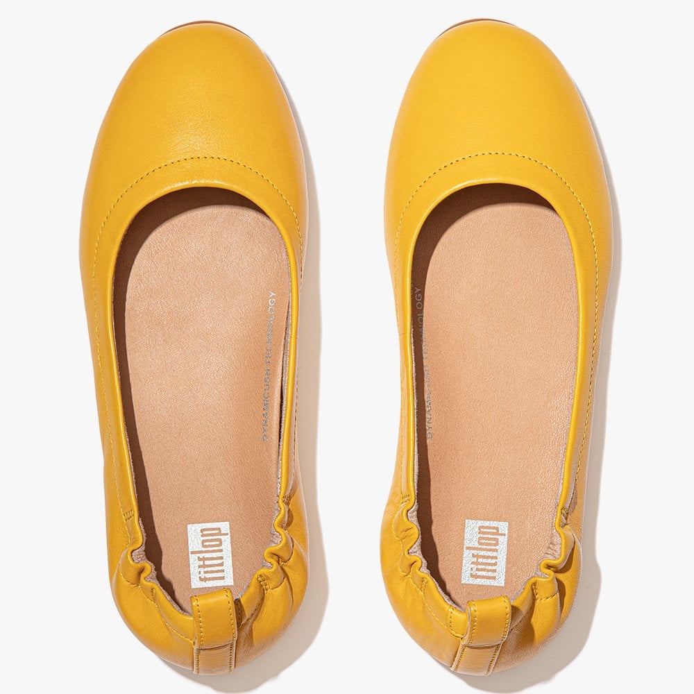 Allegro Sunshine Yellow Leather Ballerina Pumps