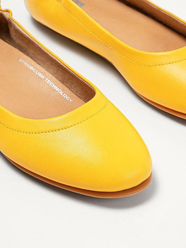 Allegro Sunshine Yellow Leather Ballerina Pumps