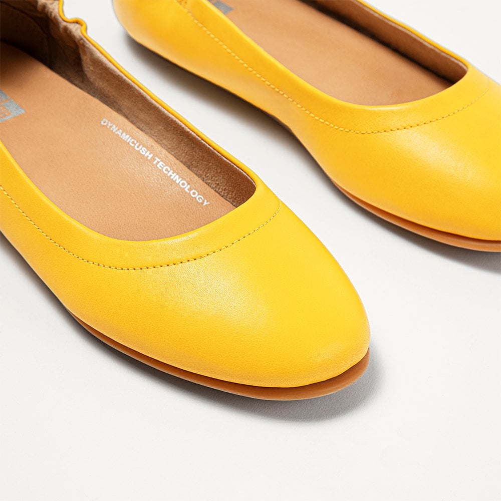 Allegro Sunshine Yellow Leather Ballerina Pumps