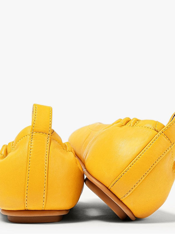 Allegro Sunshine Yellow Leather Ballerina Pumps