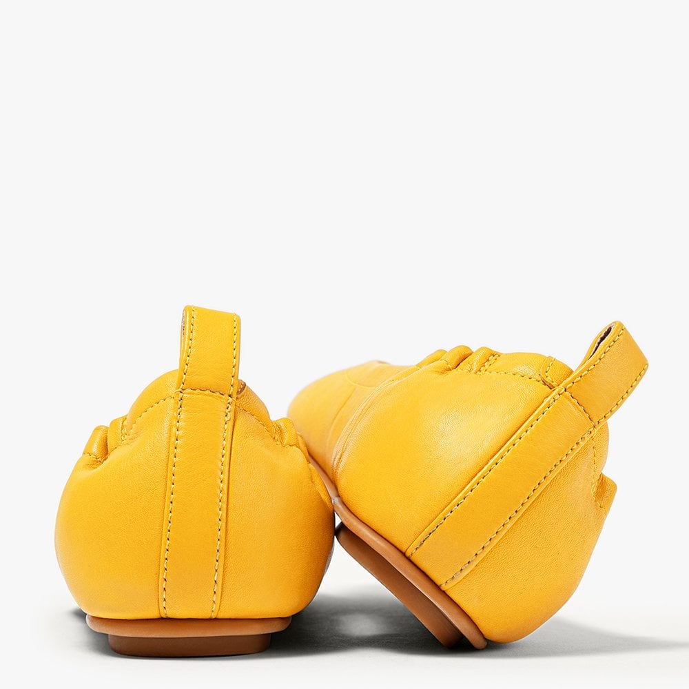 Allegro Sunshine Yellow Leather Ballerina Pumps