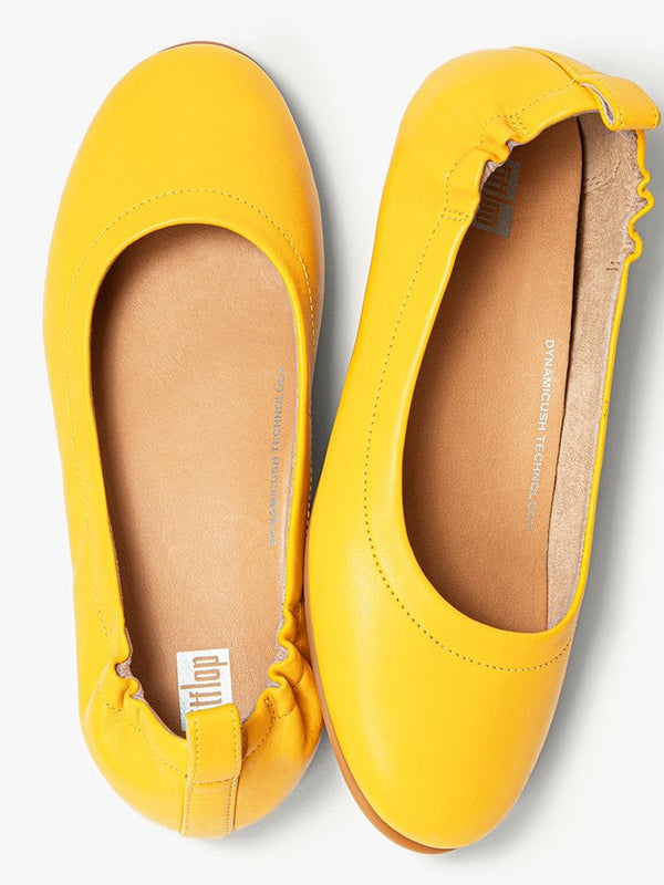 Allegro Sunshine Yellow Leather Ballerina Pumps