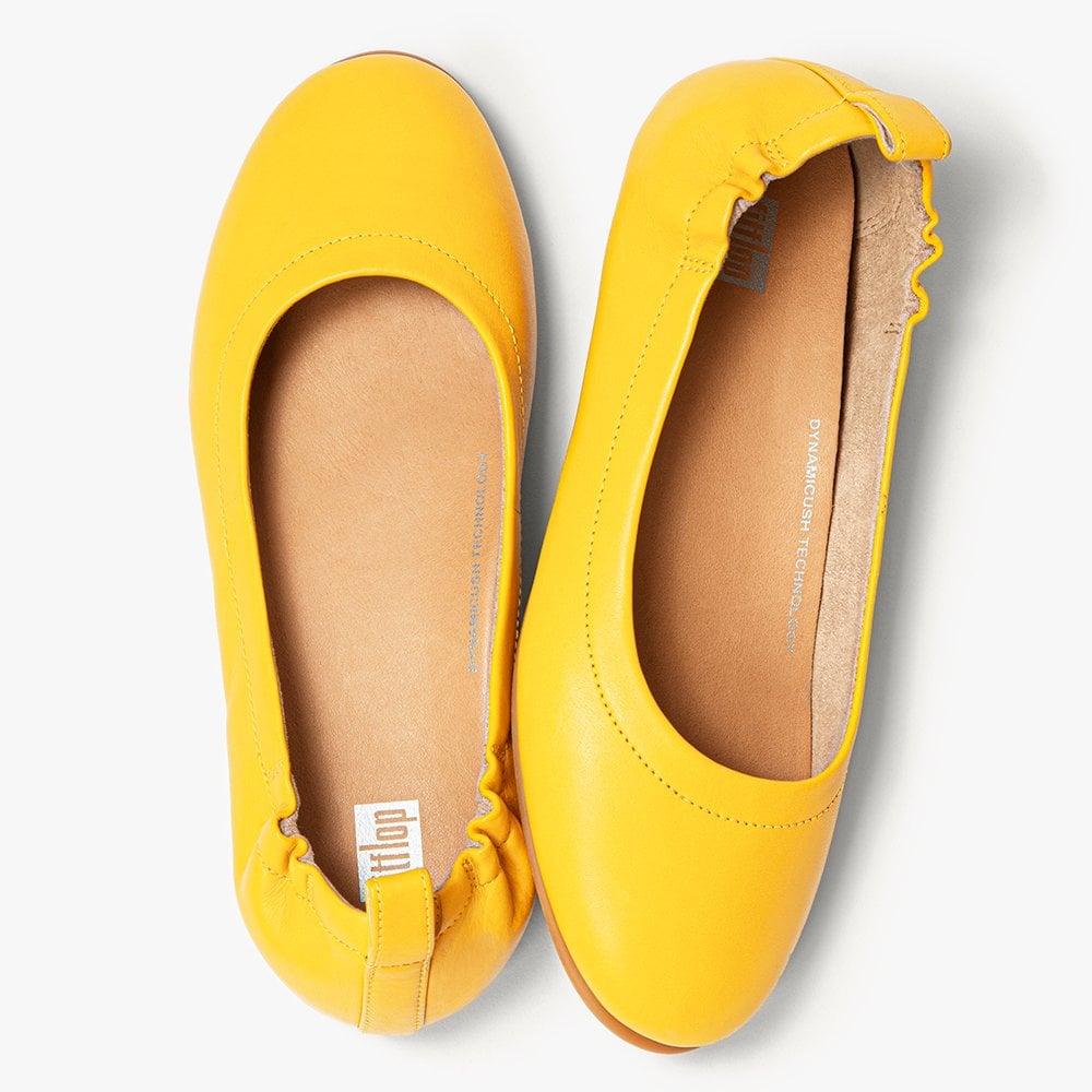 Allegro Sunshine Yellow Leather Ballerina Pumps