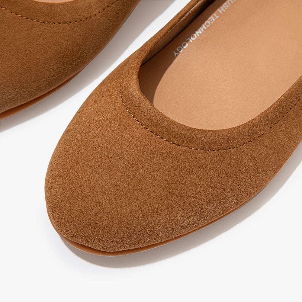 Allegro Tan Suede Ballerina Pumps