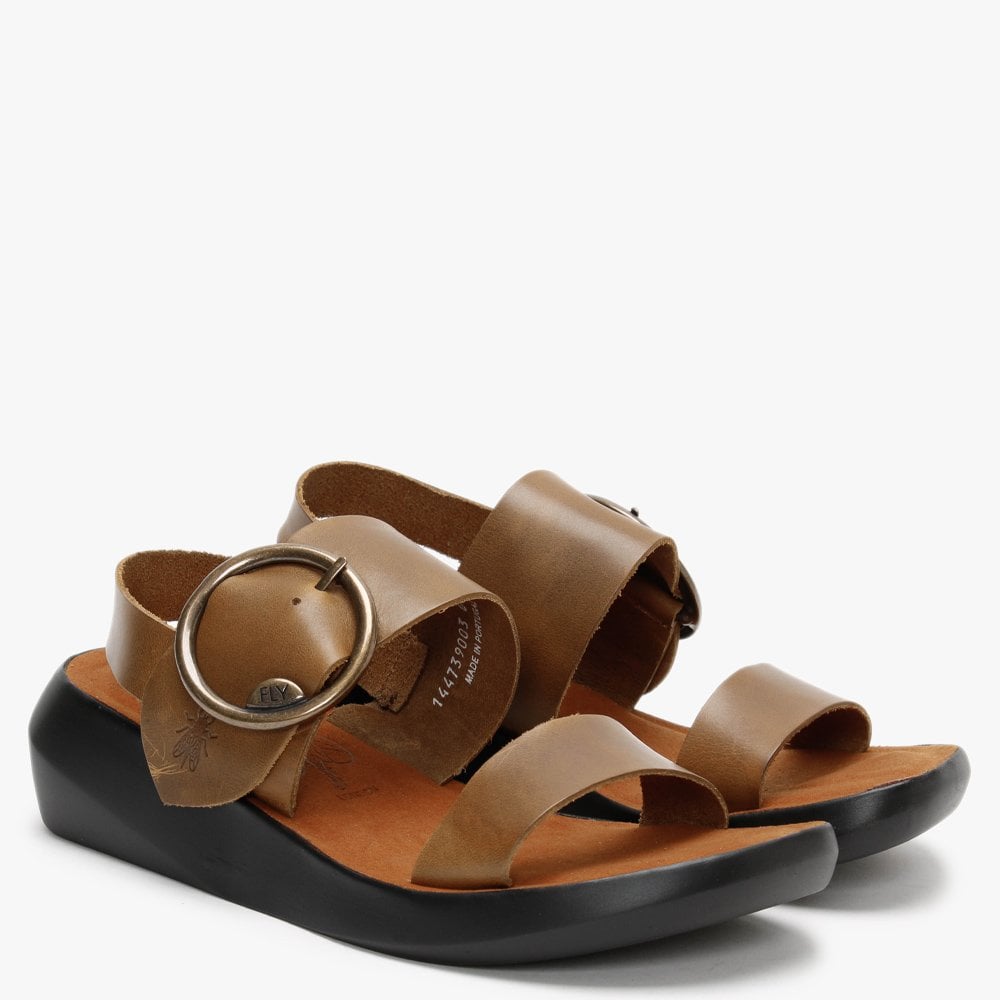 Bani Camel Leather Big Buckle Sandals