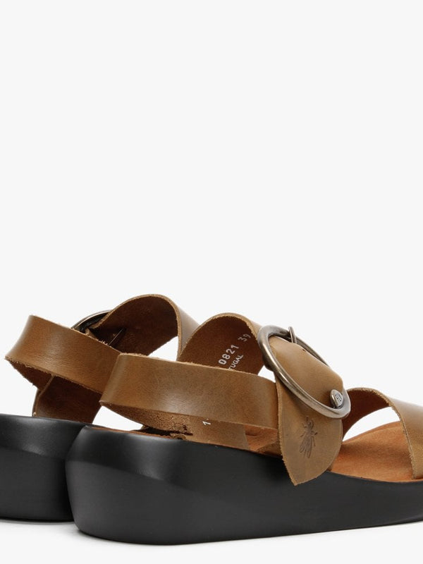 Bani Camel Leather Big Buckle Sandals