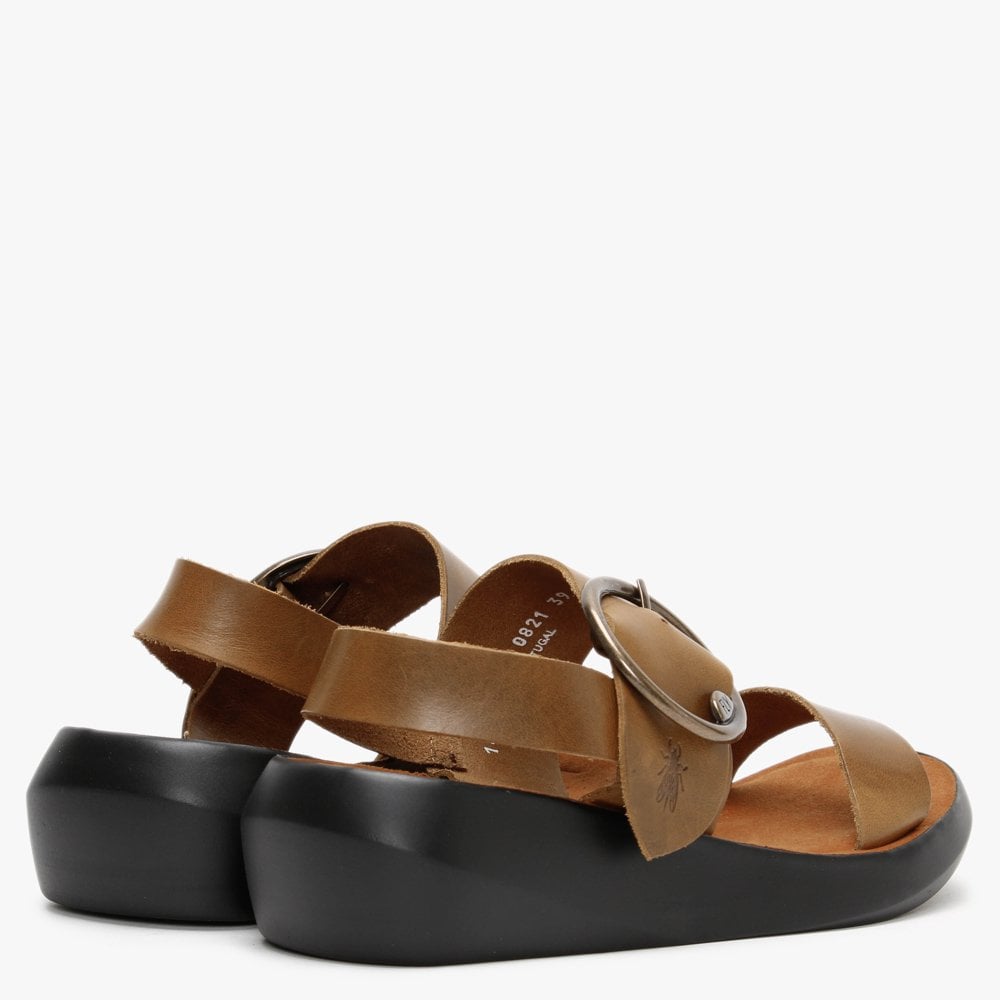 Bani Camel Leather Big Buckle Sandals