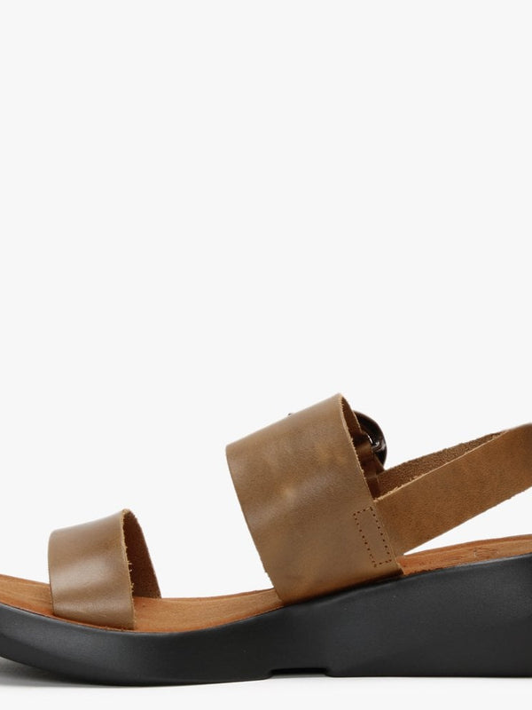 Bani Camel Leather Big Buckle Sandals