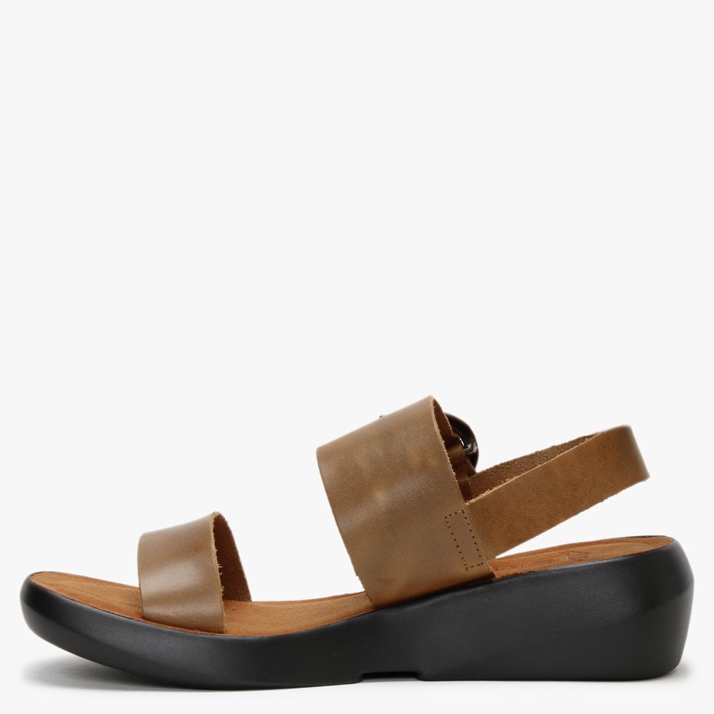 Bani Camel Leather Big Buckle Sandals