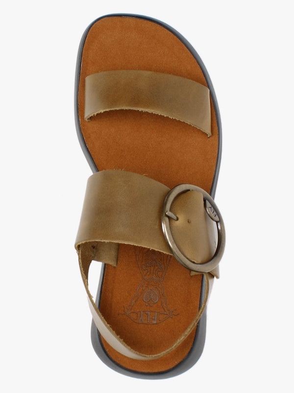 Bani Camel Leather Big Buckle Sandals