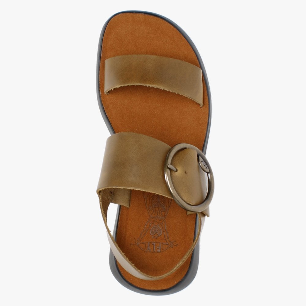 Bani Camel Leather Big Buckle Sandals