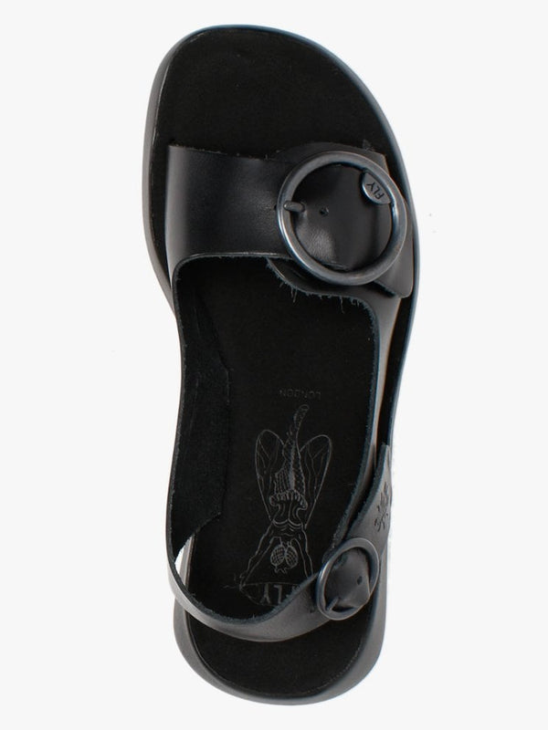 Berk Black Leather Double Buckle Sandals