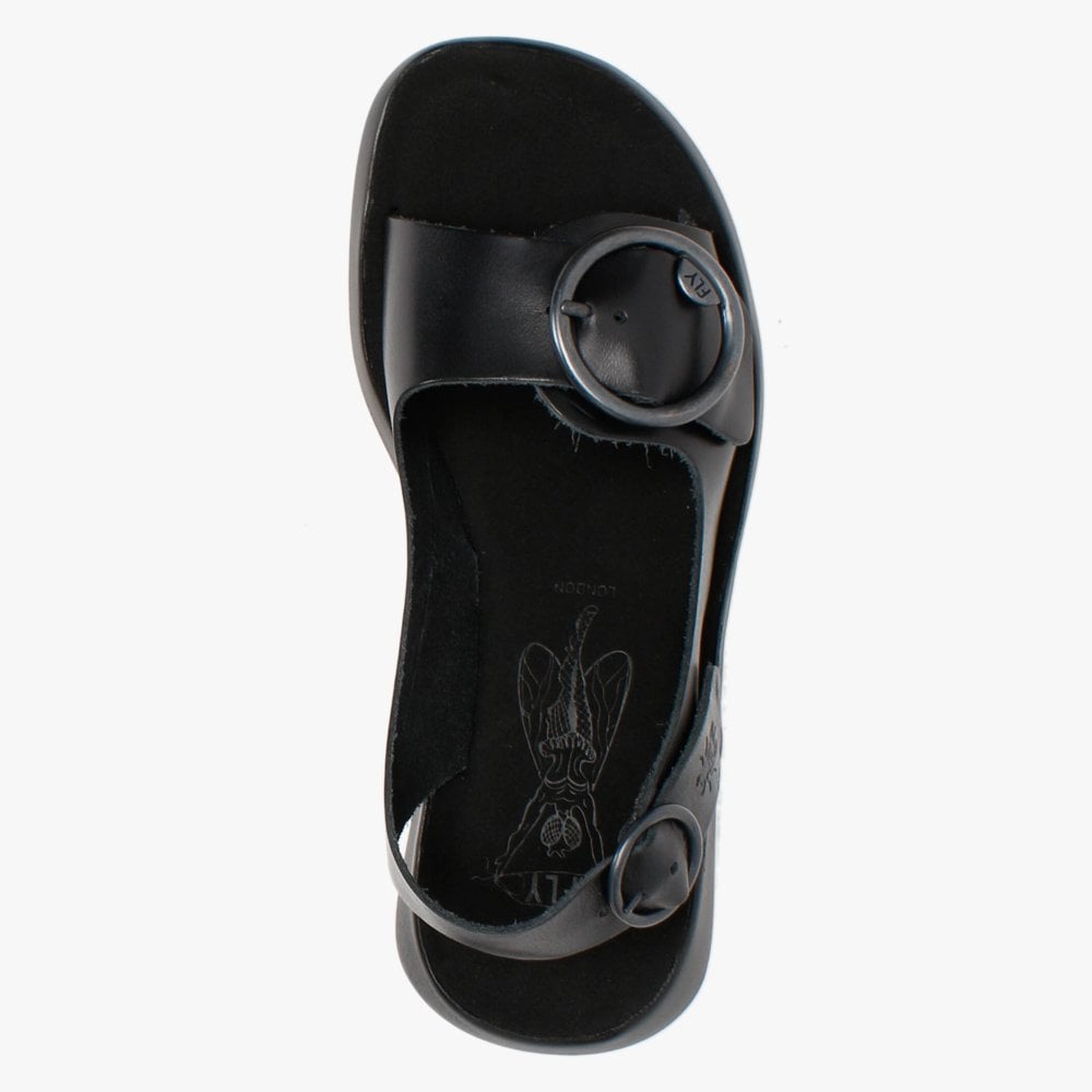 Berk Black Leather Double Buckle Sandals