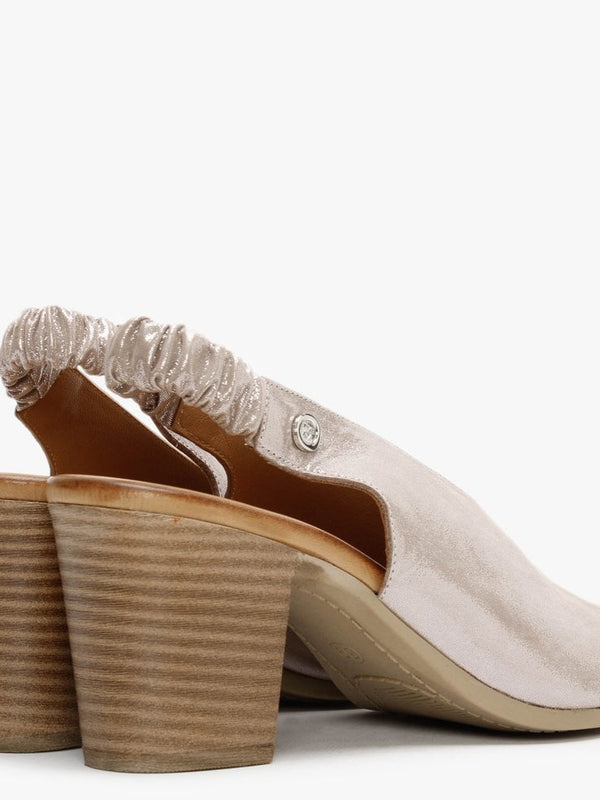 Mirello Taupe Metallic Leather Sling Back Sandals