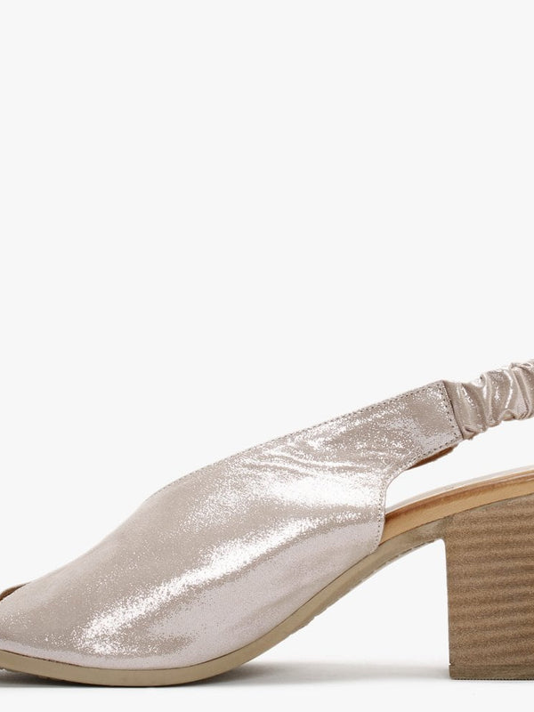 Mirello Taupe Metallic Leather Sling Back Sandals