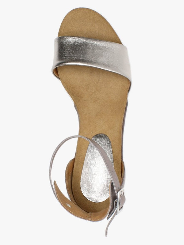 Loraynie Pewter Leather Wedge Sandals