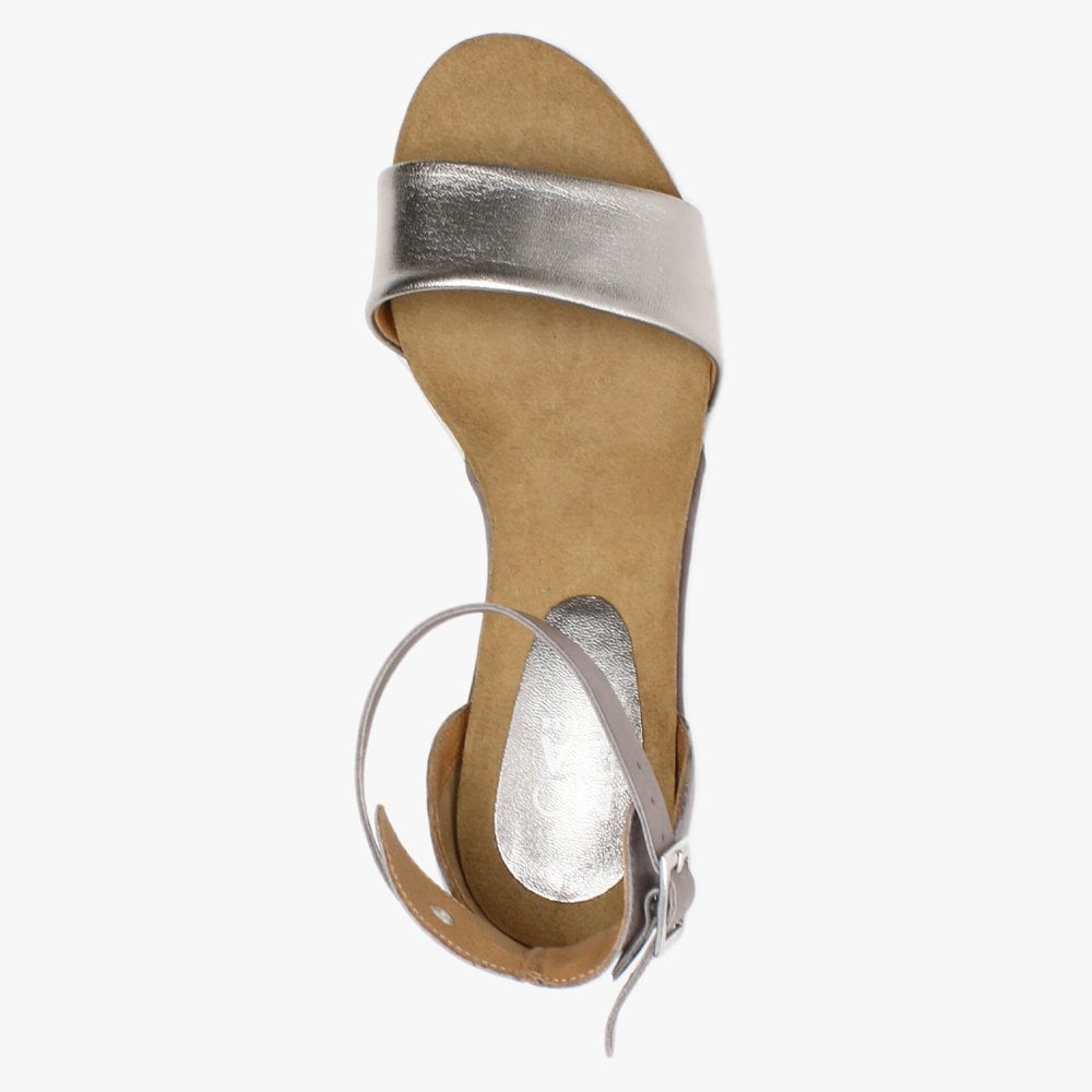 Loraynie Pewter Leather Wedge Sandals