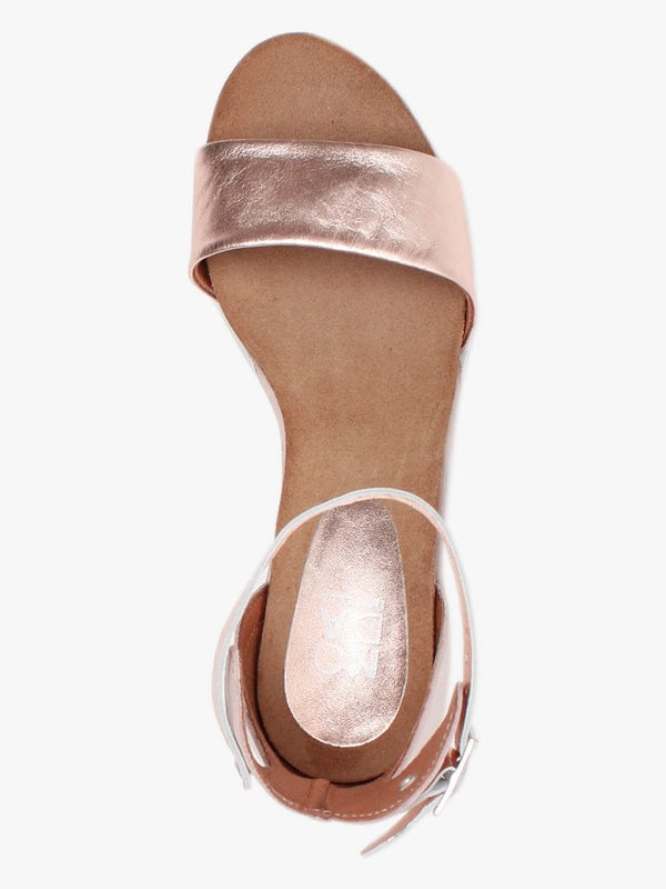 Loraynie Rose Gold Leather Wedge Sandals