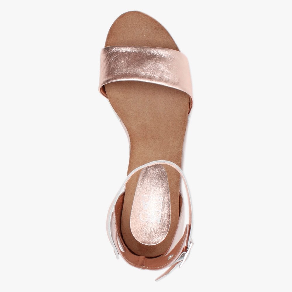 Loraynie Rose Gold Leather Wedge Sandals