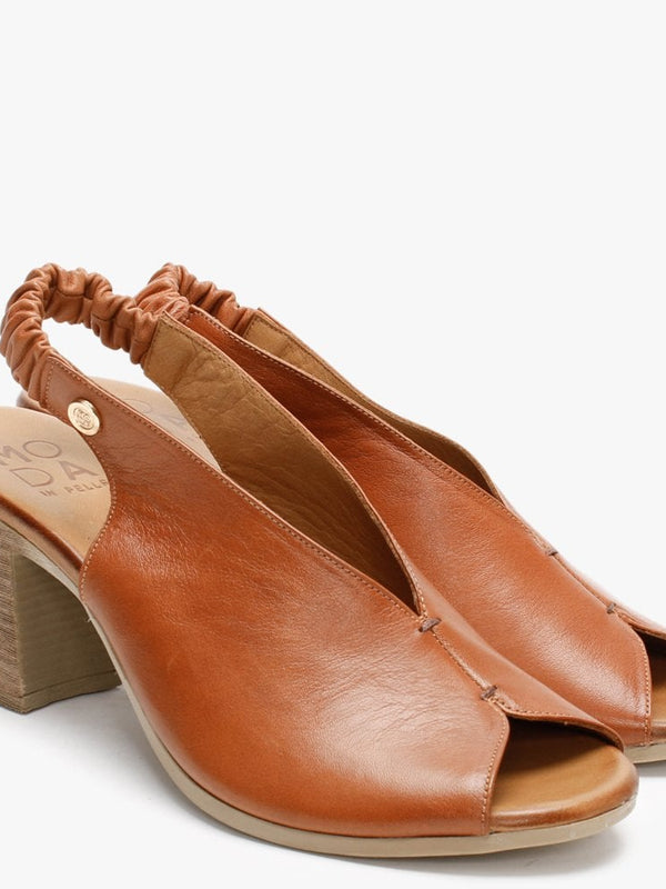 Mirello Tan Leather Sling Back Sandals