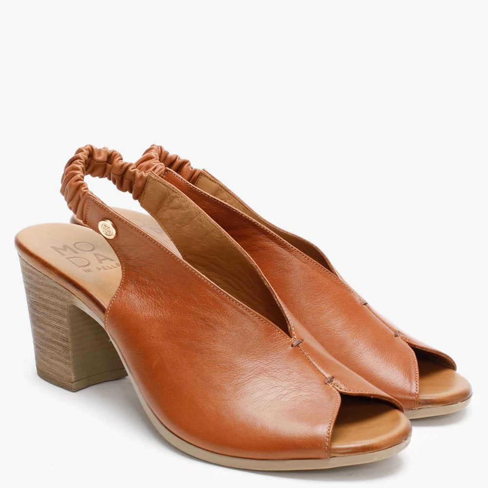 Mirello Tan Leather Sling Back Sandals