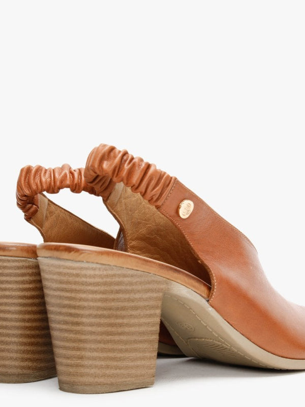 Mirello Tan Leather Sling Back Sandals