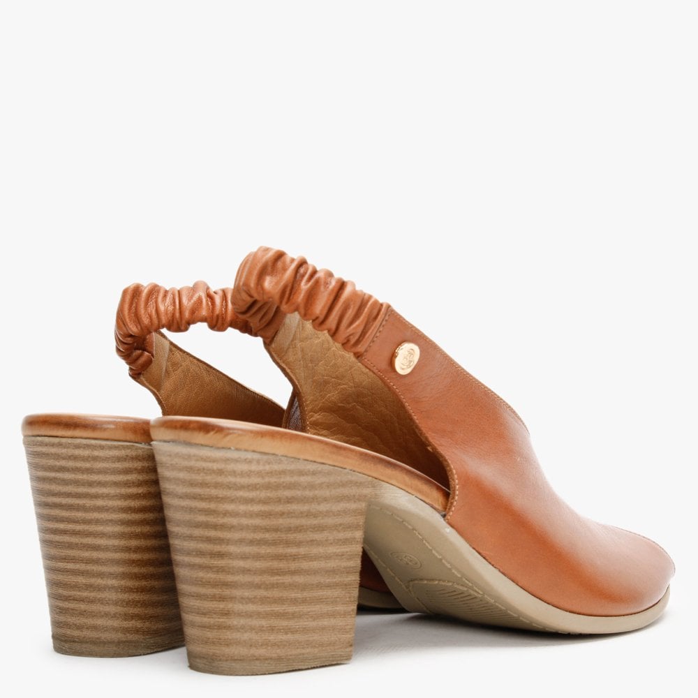 Mirello Tan Leather Sling Back Sandals