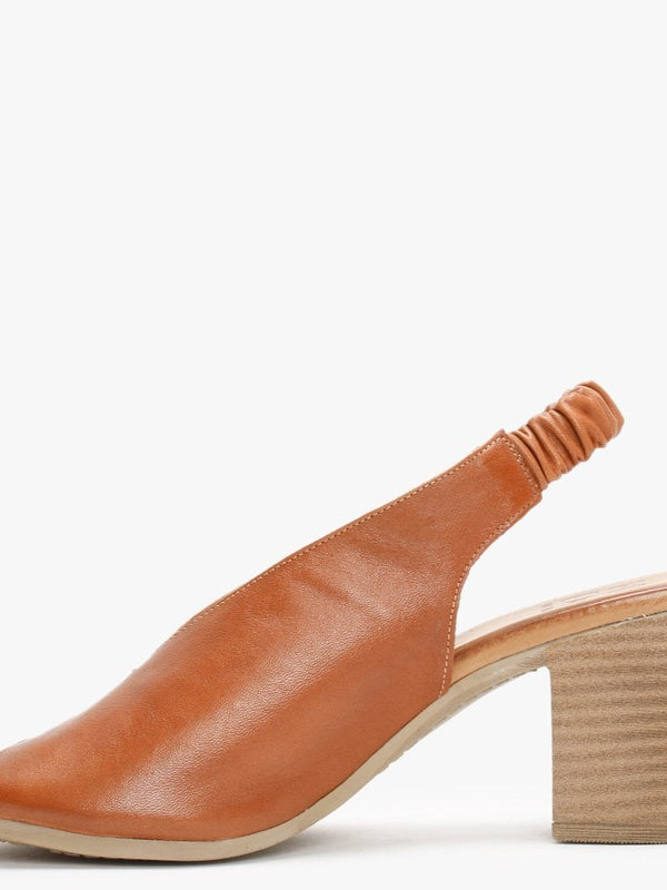 Mirello Tan Leather Sling Back Sandals