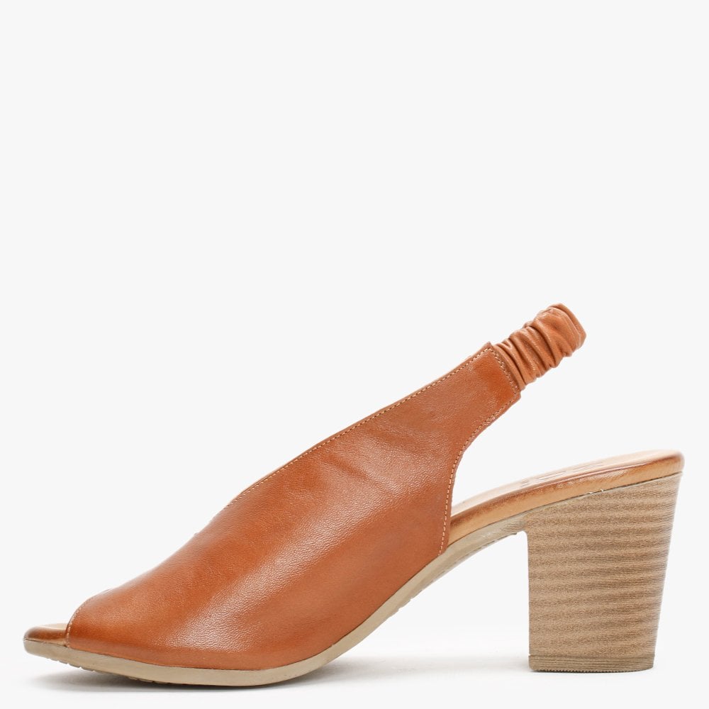 Mirello Tan Leather Sling Back Sandals