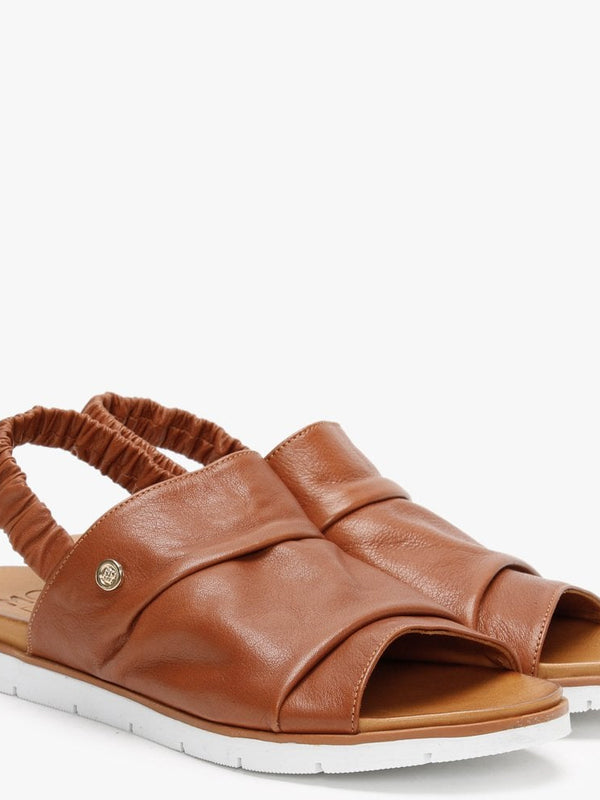 Norah Tan Leather Sling Back Sandals