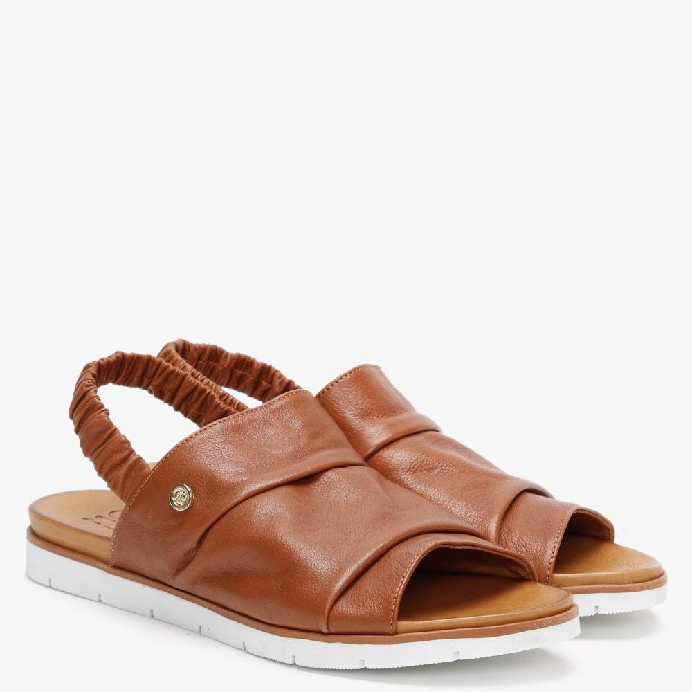 Norah Tan Leather Sling Back Sandals