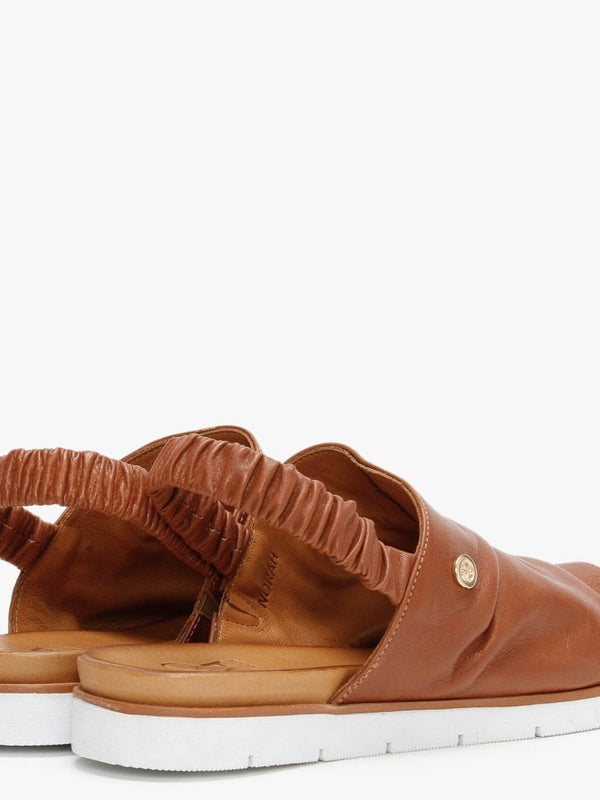 Norah Tan Leather Sling Back Sandals