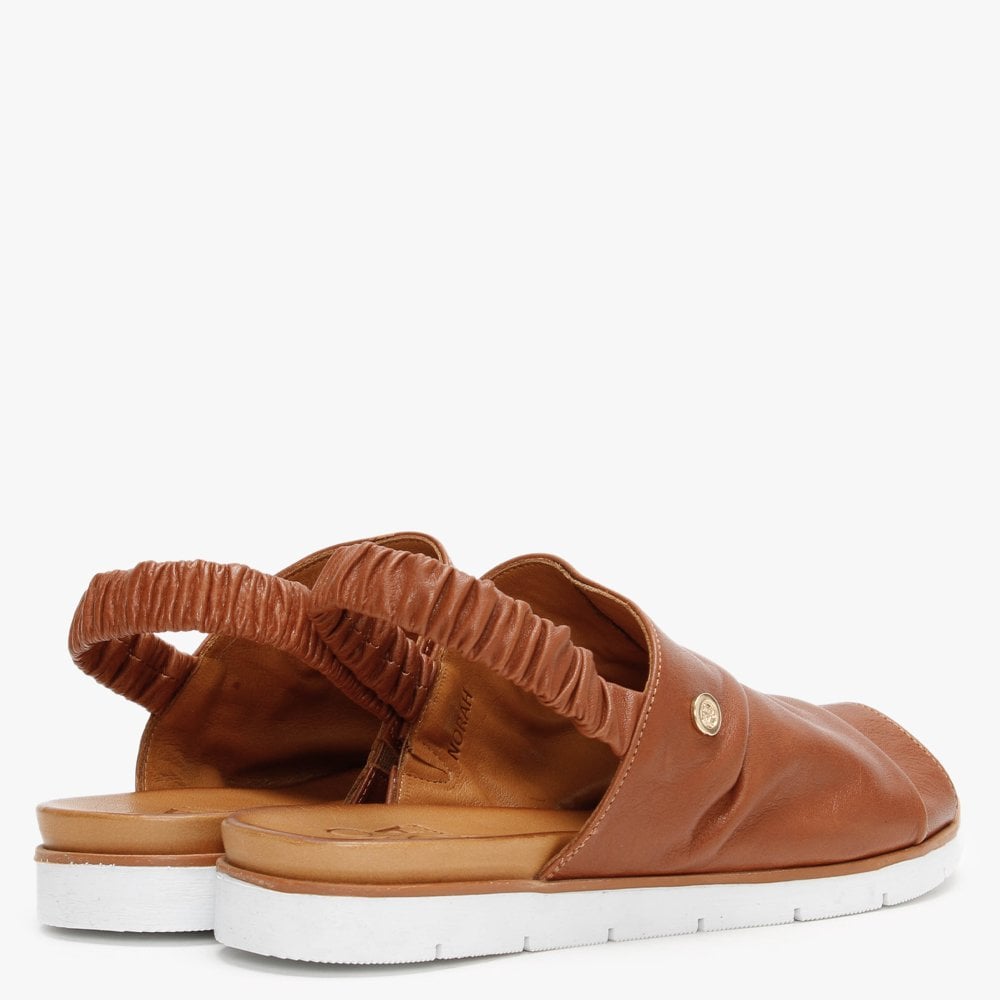 Norah Tan Leather Sling Back Sandals