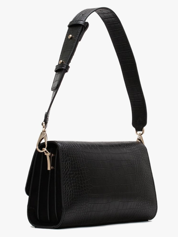 Summer Memento Pebbled Black Satchel Bag