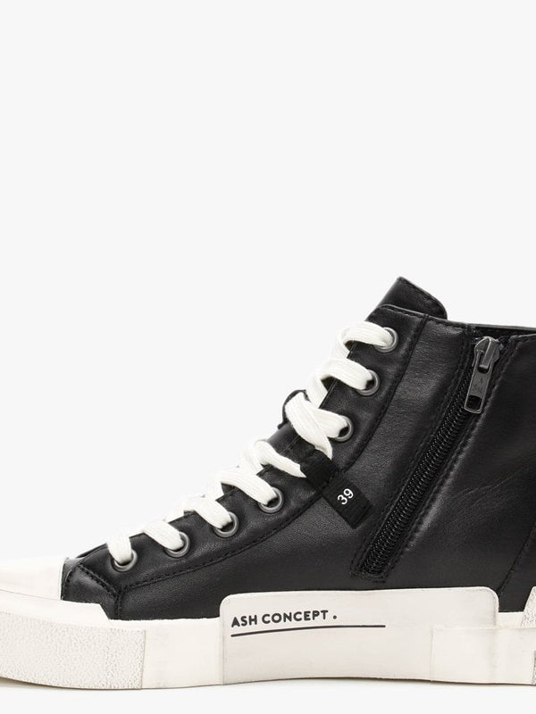 Ghilby Bis Black Leather High Top Trainers