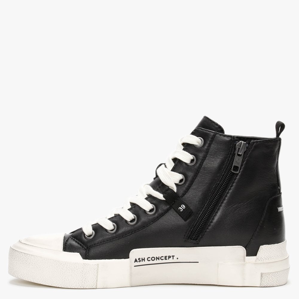 Ghilby Bis Black Leather High Top Trainers