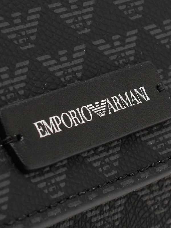 Foldover Black Logo Cross-Body Bag